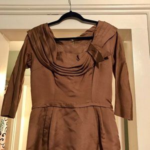 Vintage Brown Taffeta Cocktail Dress, 1960
